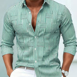 Emerson | Camicia da uomo a righe vintage a maniche lunghe