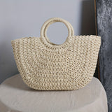 Ottavia | Borsa a Mezzaluna in Paglia Intrecciata Beige Naturale