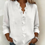 Indie | Bluse con volant, scollatura a V e maniche lunghe