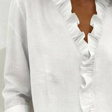 Indie | Bluse con volant, scollatura a V e maniche lunghe