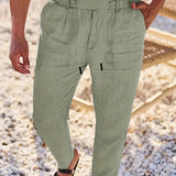 NICHOLS | PANTALONI LARGHI IN LINO CON CORDINO