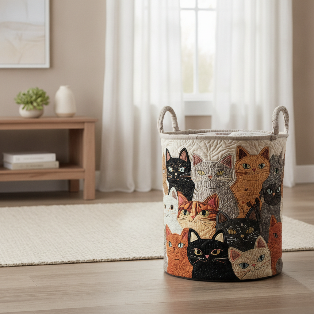 Cesto portabiancheria trapuntato – Purring Cozy