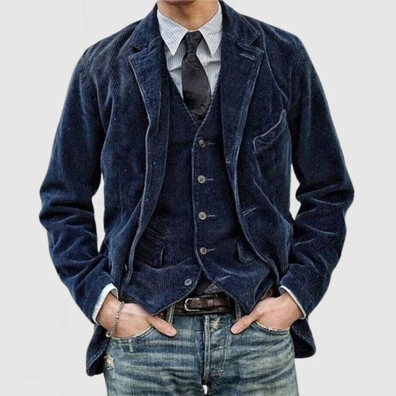 Blazer Vintage in Corduroy con Gilet per Uomini