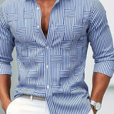 Emerson | Camicia da uomo a righe vintage a maniche lunghe