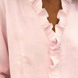 Indie | Bluse con volant, scollatura a V e maniche lunghe