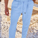 NICHOLS | PANTALONI LARGHI IN LINO CON CORDINO