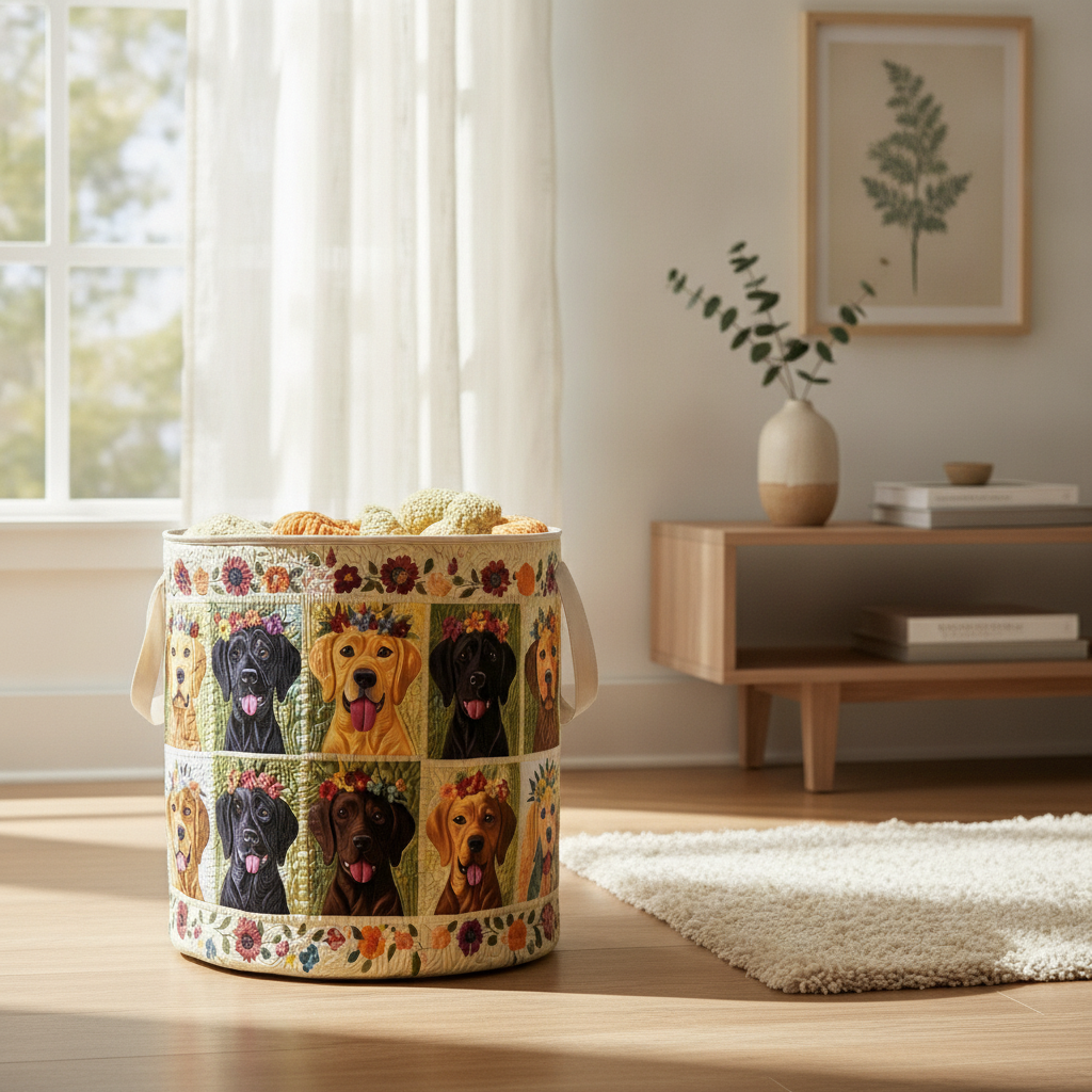 Cesto portabiancheria trapuntato – Labrador Gather