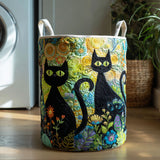Cesto portabiancheria trapuntato – Feline Fiesta