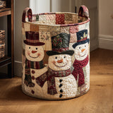 Cesto portabiancheria trapuntato – Joyful Snowman