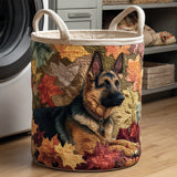 Cesto portabiancheria trapuntato – Leaf Pile German Shepherd