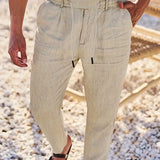 NICHOLS | PANTALONI LARGHI IN LINO CON CORDINO