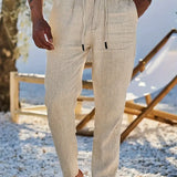NICHOLS | PANTALONI LARGHI IN LINO CON CORDINO
