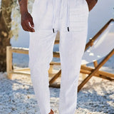 NICHOLS | PANTALONI LARGHI IN LINO CON CORDINO