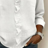 Indie | Bluse con volant, scollatura a V e maniche lunghe