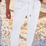 NICHOLS | PANTALONI LARGHI IN LINO CON CORDINO