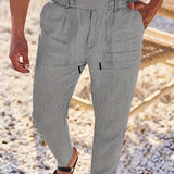 NICHOLS | PANTALONI LARGHI IN LINO CON CORDINO