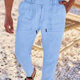 NICHOLS | PANTALONI LARGHI IN LINO CON CORDINO