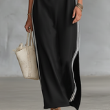 Abito Maxi in Felpa con Collo a Bottone
