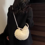 Tamara | Borsa Tote Intrecciata con Cinghia a Catena - Bianco Panna